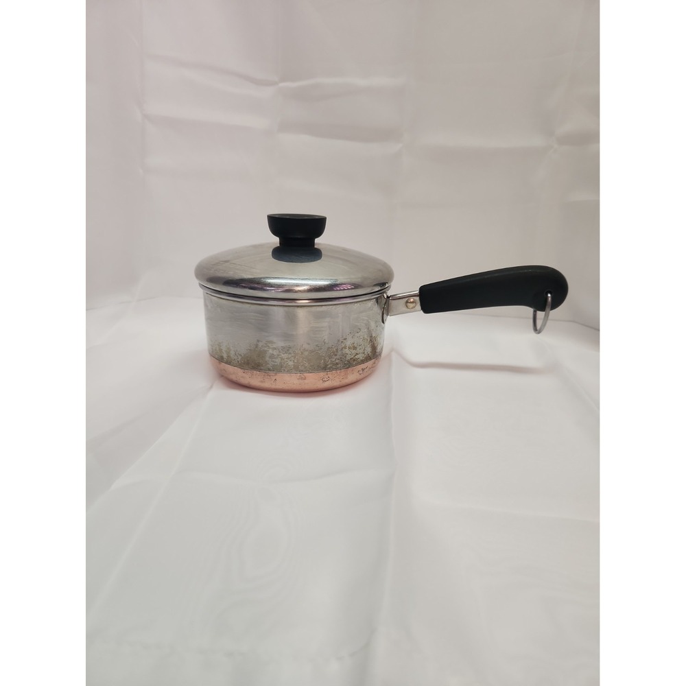 Revere Ware 1 Qt Saucepan W Lid Stainless Steel Copper Bottom Clinton IL USA VTG